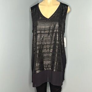 Apt.9 black blouse  size XL shiny sleeves